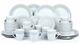 32pc White Grey Decal Dinner Set Crockery Plates Bowls Mugs Dining Service For 8