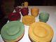 34pc 12ppl Dinner Plate Set & Cereal Bowls Corsica Tabletops Red Yellow Green