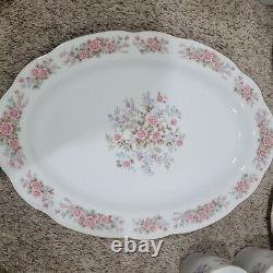 35 pcs Remington Fine China by Red Sea Pink Flowers Gold Trim Dinner Set