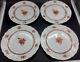 4 Herend Hungary Rust Chinese Bouquet Red 10 3/8 Dinner Plates Lot Set