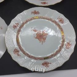 4 Herend Hungary Rust Chinese Bouquet Red 10 3/8 Dinner Plates Lot Set