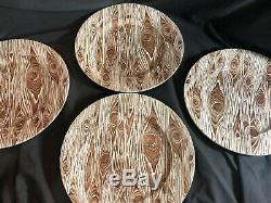 4 Martha Stewart FAUX BOIS Burleigh 10 Dinner Plates Wood EXCELLENT! (set #1)
