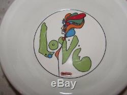 4 piece set of Peter Max Iroquois Love (2) dinner plates (2) bowls psychedelic