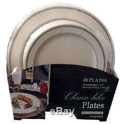 40 Piece Set Premium Quality Heavyweight Plastic Plates 20 Dinner Plates and