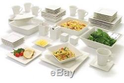 45 Piece Dinnerware Set Square Banquet Plates Dishes Bowls Kitchen Dinner NEW