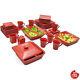 45-piece Square Dinnerware Set Red Porcelain Dinner Plates Bowls Dishwasher Safe