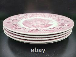 5 Wedgwood Denison University Pink Dinner Plates Variety Set 10 1/4 England Lot