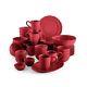 50 Pc Dinnerware Set Red Kitchen Dishes Dinner Ware Plates Dining Service For 8