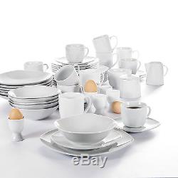 50pc Complete Dinner Set Porcelain Ceramic Plates Kitchen Dinning Service Sets