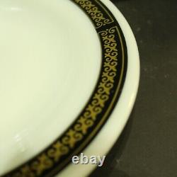 53 Pc Pyrex Fleur De Lis Black Gold Dish Set Dinner Plates Bowls Platter Vtg