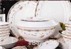 56pc Dinnerware Set Dinner Plates Dishes Bowls Round Kitchen Dining Bowls