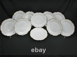 59 Pc. Carlsbad Austria China Set Service for 10 White Porcelain, Gold Rim (113)