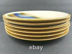 6 Mikasa Stylekraft Blue River Dinner Plates Set Vintage 10 3/4 Stoneware Japan