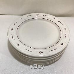 6 Pc Set Longaberger Woven Tradition Pottery Dinner Plates Traditional Red 10 In