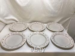 6 Pc Set Longaberger Woven Tradition Pottery Dinner Plates Traditional Red 10 In