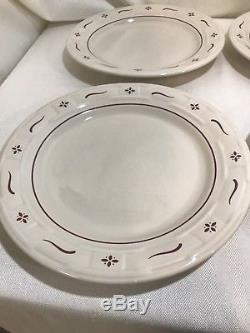 6 Pc Set Longaberger Woven Tradition Pottery Dinner Plates Traditional Red 10 In