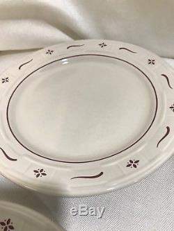 6 Pc Set Longaberger Woven Tradition Pottery Dinner Plates Traditional Red 10 In