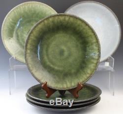 6 Pc Signed Jars France Samoa Vert Green Art Pottery 10.5 Dinner Plate Set