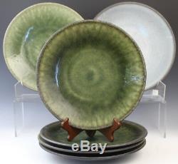 6 Pc Signed Jars France Samoa Vert Green Art Pottery 10.5 Dinner Plate Set