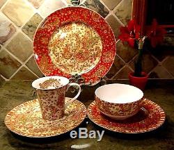 6 Place Sets of MAHARANA by 222 Fifth, Paisley, Dinner and Salad plates, cup, bowls