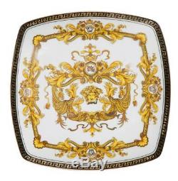 7.5 Set of 6 Euro Porcelain Medusa Fine Bone China Dessert Plates White & Gold