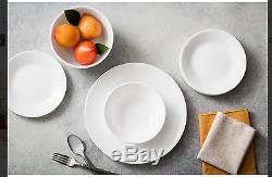 74 Piece Dinnerware Set Corelle White 10 Dinner Plates Bowls Glass Resistant NEW
