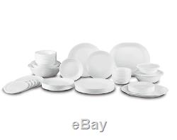 74 Piece Dinnerware Set Corelle White 10 Dinner Plates Bowls Glass Resistant NEW