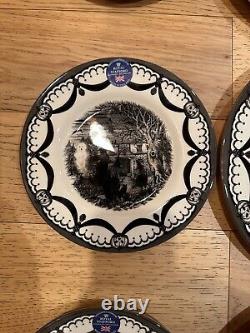 8 ROYAL STAFFORD Halloween COVEN Witch Ghost SALAD & DINNER PLATES set x 8 NEW