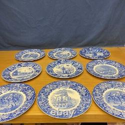 9 Various Wedgwood Historical Scenes Transferware 10 1/4 Plates (4440-2)