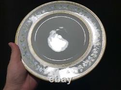 A Raynaud Ceralene Limoges Morning Glory Ring Dinner Plate Set 9- 10 3/4 D Gold