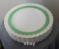 A SET OF EIGHT Copeland Spode Chelsea Wicker Dinner Plate 10 5/8 Green Border