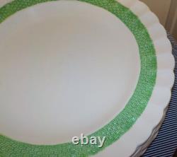 A SET OF EIGHT Copeland Spode Chelsea Wicker Dinner Plate 10 5/8 Green Border