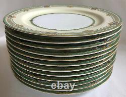 A Set of 12 Meito China Dublin 10 Dinner Plates, Green Blue, Made in Japan