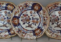 ANTIQUE 19th C. SET 8 Spode Felspar Stoneware 3955 Imari pattern DINNER PLATES
