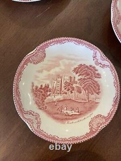 ANTIQUE Johnson brothers Old Britain Castles Pink 72pc Set 1792
