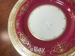 ANTIQUE MINTON Gold red porcelain PLATE 10.5 England c1912 set of 4