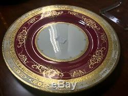 ANTIQUE MINTON Gold red porcelain PLATE 10.5 England c1912 set of 4