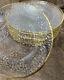 Artistic Accents Bubble Glass Clear Dinner Plates Gold Trim Knobby Set/12
