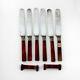 Agate Handle Dinner Knives Set Silver Plated Blades Agate Rests 1870