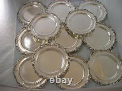 Amazing Rare Set 12 Harman 1900 Silver Dinner Plates 8966 grams Palm tree Crest