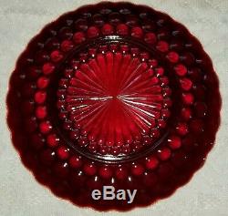 Anchor Hocking Bubble Royal Ruby Red Dinner Plates Set Of Eight 8 Very Nice
