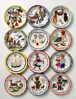 Anthropologie Nathalie Lete 12 Day Christmas Plates 8 PCS 1-2-3-4-5-7-11-12 NEW