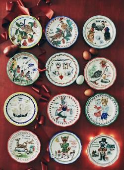 Anthropologie Nathalie Lete 12 Day Christmas Plates 8 PCS 1-2-3-4-5-7-11-12 NEW