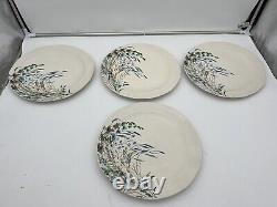 Anthropologie Printemps Dinner Plate Stoneware Spring Flowers Floral Set of 4