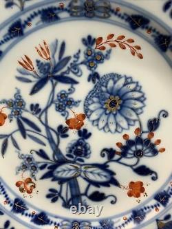 Antique 19th C. Meissen Rich Blue Red Onion Dinner Plate 9.25 Width Set Of 4