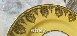 Antique Bernardaud Limoges France Yellow & Gold Floral Dinner Plate Set of 11