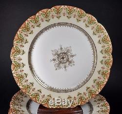 Antique Charles Ahrenfeldt Limoges France Porcelain Set of Six Dinner Plates