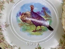 Antique Dinner Plate Serving Tray Thanksgiving Set 7 Duck Turkey Rooster Bird