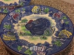 Antique Enoch 1784 Ralph 1950 Woods Burslem England 10 Turkey Dinner Plates Set