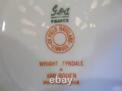 Antique GDA Limoges France CH Field Haviland Wright Tyndale Van Roden Dinner Set
